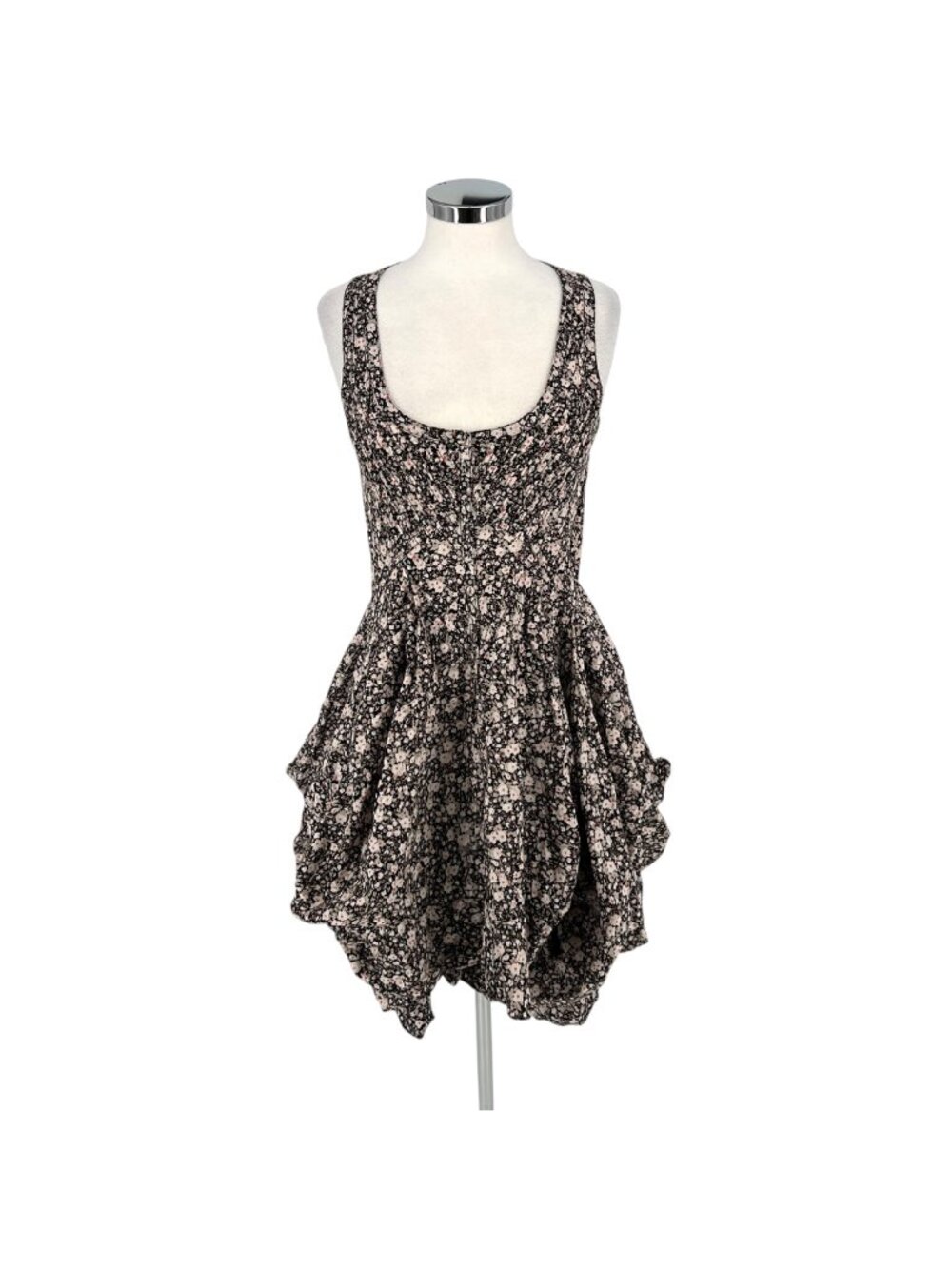 All Saints Y2K Ditzy Ezra Parachute Dress Floral Black Pink Sleeveless Size 8 US